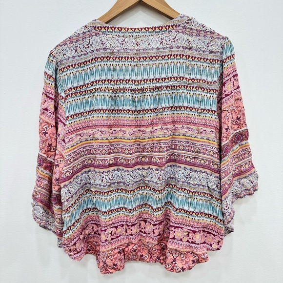 Farmers Market Boho, Flowy Pheasant, 3/4 sleeve ladies blouse Sz 1x breezy cool - Picture 5 of 6